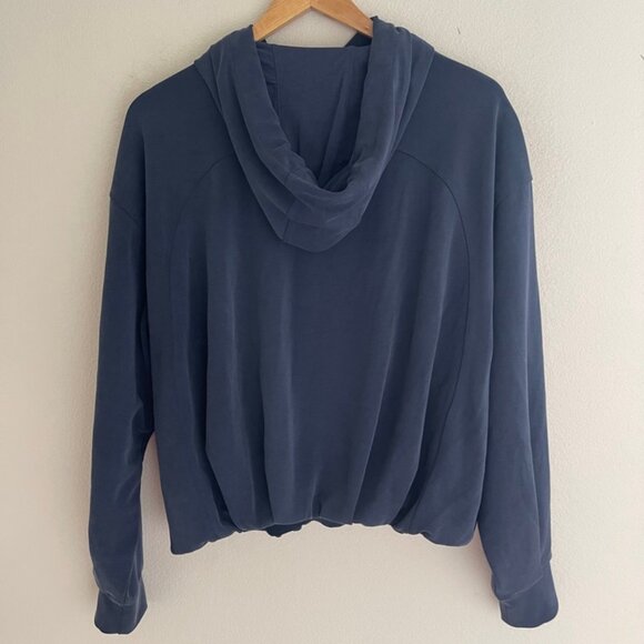 ATHLETA Dark Blue "SeaSoft" Silky Hooded Sweatshirt: New w/o Tags! SMALL PETITE - Picture 2 of 6